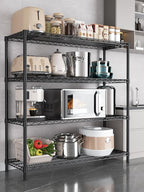 Golpart 4 Tier Adjustable Storage Shelves,Heavy Duty Metal Utility Shelf 1400LBS Capacity Wire Shelving Unit Organizer Rack for Kitchen Office Pantry Room 18" D x 46" W x 59" H Black