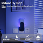 Fly Trap Indoor, 3 in 1 Plug-in Fruit Fly Trap,2 Trap Black and 10 Glue Cards, Fruit Fly Traps for Indoors, Flying Insect Trap for Gnat, Moth, Mosquito, Suitable for Every Part of The Home