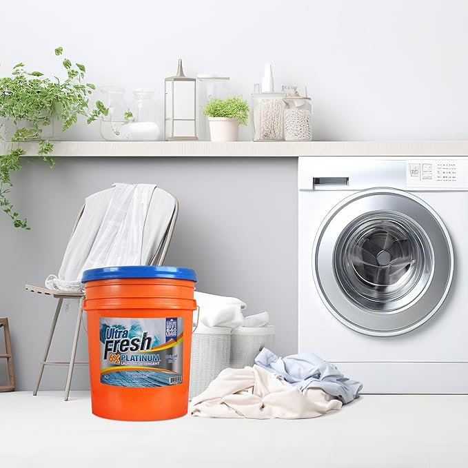 Ultra Fresh 6X Platinum 5 Gallon Laundry Detergent Liquid for All Machine Types with Easy Dispensing Pump, Up to 640 Loads, Original Blue (3 Pack)