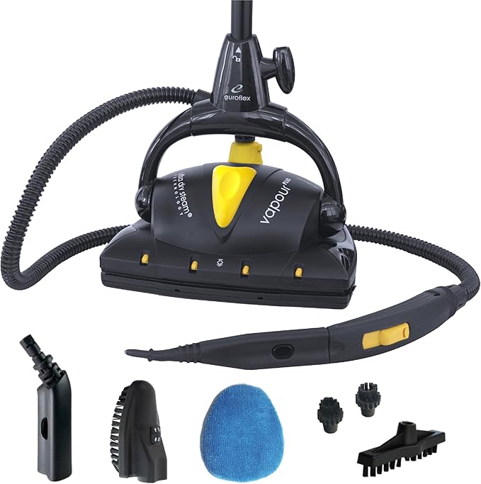 Euroflex Vapour Plus 18-Piece Steam Mop with Precision Floor Care Kit; Consumer Reports Recommended; 295°F & 50 PSI of Pressure; Kills 99.9% Bacteria & Viruses incl. Influenza (H1N1); 5 Year Warranty