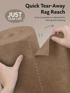 Fantasticlean Microfiber Cleaning Cloth Roll -30 Pack, Tear Away Microfiber Towels, 12" x 12", Reusable, Washable, Scratch Free, Ultra Absorbent Dishcloth for All-Around Cleaning Supplies (TAN)