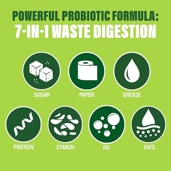 Green Gobbler Septic Tank Enzyme Treatment Packets, 6 Month Supply - Powerful & Natural Bacteria to Prevent Costly Septic Issues, Back-Ups