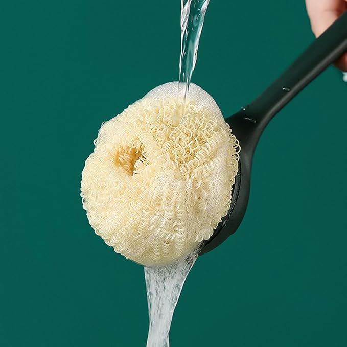 Kitchen Dish Scrubber with Long Handle, Heavy Duty Scrubbing Brushes for Dishes, with Plastic Replacement for Cleaning Kitchen, Pots, Pans, Grills (Long Handle Green)