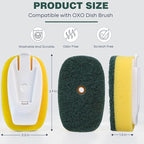 Sponge Brush Refills for OXO Dish Brush, 8 Pack Soap Dispensing Dish Refills, Scrub Replacement Head for Scrubber, Sponge Replacement Head Fits Soap Dispensing Handle