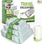 Vacuum Bags for Travel with Rechargeable air Pump, 3 Sizes Vacuum Seal Bags for Clothing, Space-Saving Compression Storage Bags for Travel & Closet Organization (15)