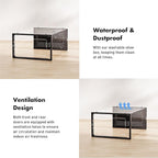 Foluck Shoe Storage Box, 15 Pack Clear Plastic Stackable Shoe Organizer for Closet, Interlocking Design for Sneakers, Foldable Shoes Container Rack with Lids, Black