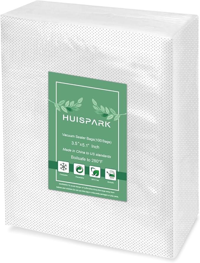 Vacuum Sealer Bags, Food Vacuum Sealer Bag, 100Pcs 3.5" x 5.1" Smell Proof Bags, Heavy Duty, Puncture Prevention, Boilsafe, Freezable, BPA Free, Commercial Grade, Fit Airtight Food Storage Sous Vide