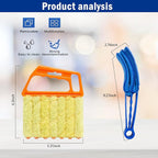 2Pcs Window Venetian 7 Finger Blind Cleaner Duster Tool and 2Pcs dust-Removing Brushes（Orange,Yellow, Blue）