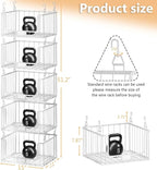5-Tier Hanging Laundry Room Organizer with Label Cards,Foldable Wire Shelf Basket with 4 Rotating Hooks,Stacked Laundry Basket Organizer,Storage Rack for Laundry Rooms,Closet and Pantry-White