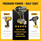 900 Ft-lbs Cordless Impact Wrench, 1/2 Inch Impact Gun Compatible DeWALT 20V MAX Battery, Brushless Constant High Torque Impact Driver with 3 Speed, Tool Only (No Battery Included)