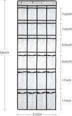 SAVERHO Over the Door Shoe Organizer, Hanging Shoe Organizer with 24 Mesh Large Pockets Door Shoe Rack Organizer for Men Women Kids Hanging Shoe Storage Bag.(White