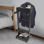 Wood Suit Rack Suit Stand for Man and Women Clothes Valet with Drawer Suit Valet Stands Men Valet Black Suit Valet for Entryway Office Living Room
