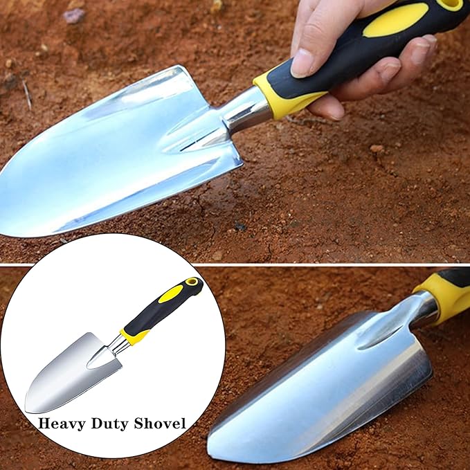 Garden Shovel Garden Hand Trowel, Heavy Duty Gardening Hand Tools with Ergonomic Handle, Rust Resistant Small Garden Spade for Diligent Farmer Soil Excavation, Planting and Transplanting