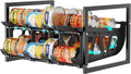 iSPECLE Expandable Can Storage Organizer Pantry, Large Capacity 40 Cans Pantry Organizers and Storage, Auto Rolling Dispenser & Stackable for Deep Pantry Shelves, Black