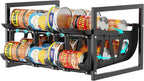 iSPECLE Expandable Can Storage Organizer Pantry, Large Capacity 40 Cans Pantry Organizers and Storage, Auto Rolling Dispenser & Stackable for Deep Pantry Shelves, Black