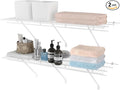 HAUSHOF Closet Shelves Wall Mounted 2-Pack, 4ft x 16in White Metal Wire Shelving for Laundry Room, Closet, Basement Organization and Storage
