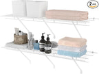 HAUSHOF Closet Shelves Wall Mounted 2-Pack, 4ft x 16in White Metal Wire Shelving for Laundry Room, Closet, Basement Organization and Storage