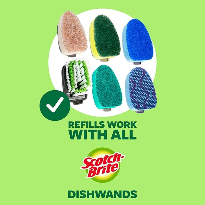 Scotch-Brite Heavy Duty Advanced Soap Control Dishwand Kit, Includes 1 Wand & 5 Refill Pads, Control Soap With A Button, Keep Your Hands Out Of Dirty Water