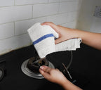 STF Linen Bar Mops Blue Stipe Pack of 36 Kitchen Towels 16x19 Multi-Purpose for Home, Restaurant and Cleaning White Absorbent Washcloth Dishcloths Sets, Reusable Dish, Cloths Rags