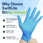 Nitrile Gloves, Food Safe Disposable Gloves Latex Free, Blue Rubber Gloves Powder Free for Cooking and Cleaning