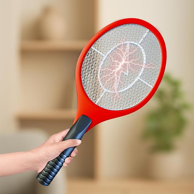 Upgraded Bug Zapper Racket 2025- Big Electric Fly Swatter & Mosquito Zapper for Indoor/Outdoor Insect Control - Battery-Operated Tennis Racket Zap - Portable High Voltage Bug Zapper