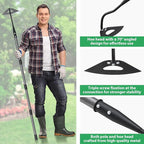 Hollow Hoe Garden Tool Long Handle 56" for Digging, Weeding, Hoeing, Cutting and Loosing Soil, Sickle Garden Hoe Heavy Duty Landscaping Tools