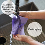 Skoy Cloth, 8-Pack Eco-Friendly and Reusable Swedish Dishcloth, for Kitchen and Household Use, Plastic-Free, Gray and Teal Color w/Hardware Design