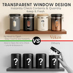 Veken Coffee Sugar Canister with Window, Airtight Stainless Steel Kitchen Food Storage Container with Lids, Date Tracker and Scoop for Grounds Coffee, Beans, Tea, Flour, Cereal Jars, 16OZ, Cream