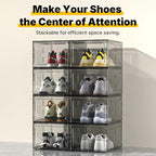 1 Pack Black Drop-Front Sneaker Box with Magnetic Door, Stackable Shoe Organizer for Closet or Room, Fits up to Size 13 – 13.5 x 10.55 x 7.5 In