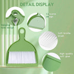 THINKLEARN 2PCS Small Broom and Dustpan Set, Mini Dust Pan and Brush, Hand Whisk for Pets, Kids, Desk, Home, Camping, Green Cleaning Supplies