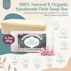 All Natural Dish Soap Bars - Bar Soap for Dishes, Biodegradeable Dish Soap Block, Kitchen Soap, All Natural Non Toxic, Low Waste Kitchen Dishwashing Bar Soap-Spring Scent (1 Pack, 6.3oz)