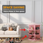 SpaceAid 3 Tier Rotating Shoe Rack Tower, Spinning Shoe Display Lazy Susan, Revolving 360 Shoe Rack Storage Round Carousel, Vertical Handbag Rotate Shoes Closet Organization (3-Tier Pink)