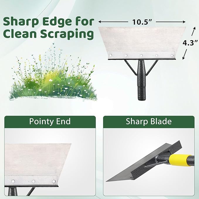 Garden Flat Shovel, Ice Scraper, 88" Long Multifunctional Garden Cleaning Shovel Weeding Tool,Heavy Duty Floor Scraper Long Handle,Metal Weeding Scraper for Lawn Edging, Snow Ice Removal