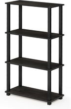 Furinno TURN-S-TUBE Storage Shelves, 4-Tier Book Shelf, Corner Shelf, Toolless Open Shelves, for Organization and Storage, Living Room, Garage, Home Office, Espresso