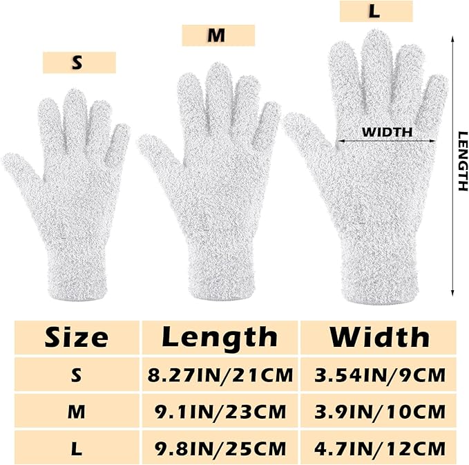 Patelai 3 Pairs Microfiber Plant Dusting Gloves Leaf Cleaning Gloves for Indoor Plants, Blinds, Furniture, House (White,Small)