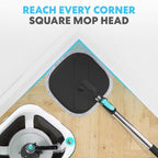 Simpli-Magic 360° Square Spin Mop and Bucket System – Dual Compartment, Separate Clean & Dirty Water – 3 High-Absorbent Microfiber Washable Heads – All Types Floor Cleaning