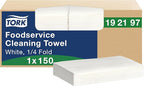Tork Foodservice Cleaning Towel White, 1/4 Fold, 1 x 150 Towels, 192197