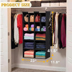 Ofiray-home 5 Tier Hanging Closet Organizer, 14 Compartments Sweater Organizer for Closet with 3 Sturdy Hooks, Closet Organizers and Storage, Wardrobe, Rv, Garment Rack, Black