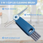 3 in 1 Cup Lid Gap Cleaning Brush Set, Multifunctional Bottle Cleaning Brush, Cup Lid Gap Cleaner, Home Kitchen Crevice Cleaning Brush Tools (Black+Blue+Green)