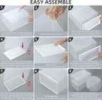 Elechomes Shoe Boxes Clear Plastic Stackable 18 Pack Premium Shoe Organizer Storage for Closet Foldable Shoe Rack Containers Sneaker Display Case Holder Shoe Bin Entryway Drawers Gifts