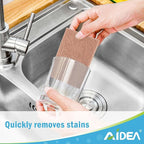 AIDEA Non-Scratch Natural Scouring Pads, Dish Scrubber Pads for Household and Kitchen, Cellulose Multipurpose Scour Pads for Cleaning -Natural Sisal Fibers, 24 Pack, 5.5in*3.5in