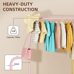 STARLATTA Rolling Clothing Racks for Hanging Clothes, Garment Rack for Clothes to Hang, Metal Portable Wardrobe Rack for Coats, Jackets, Shirts, Dress,Pink