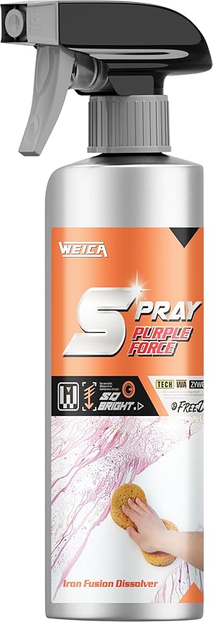 SprayBlast Eco Iron Dissolver - Non-Acid Rust Remover for Metal Tools & Car Parts | Safe on Painted Wheels | Purple Reaction Technology | 10.15 FL OZ