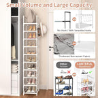 LANTEFUL Tall Narrow Shoe Rack 10-Tier Skinny Shoe Shelf Storage for 10-15 Pairs Shoes and Boots, Space Saving Corner Shoe Rack Organizer for Closet, Entryway, Garage, Living Room,White