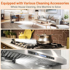 Steam Cleaner, 2500W High Pressure Steam Cleaner for Home, Steamer for Cleaning with 3 Brush Heads, 2 washers and Extended Rod, Handheld Steam Cleaner for Upholstery, Kitchen, Bathroom (Orange)