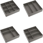 Household Essentials 3 Piece Drawer Organizers Starter Set, Customizable Inserts, Large Tray and 2 Small Trays, Silver