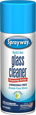 Sprayway Glass Cleaner Foaming Aerosol Spray, 15oz, Pack of 6 | Ammonia-Free, Streakless, Fast-Acting | Cleans & Polishes Glass Surfaces | Fresh Scent, Removes Fingerprints, Dust, Dirt, Smoke Film