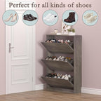 BORNOON Shoe Cabinet with 3 Flip Drawers, Hidden Wood Shoe Cabinet,Freestanding Shoe Storage Cabinet for Entryway Hallway