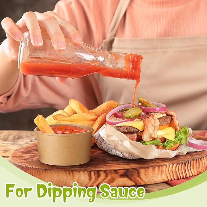 Fulmoon 100 Pack Paper Soup Containers with Lids Disposable Paper Food Containers with Vented Lids Kraft Ice Cream Bowls Soup Cup Ice Cream Cups for Restaurants(4 oz,Brown)