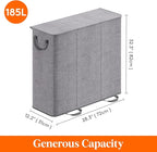 Lifewit Triple Laundry Hamper with Lid and Removable Laundry Bags, Large Collapsible 3 Dividers Dirty Clothes Basket with Handles for Bedroom Laundry Room Closet Bathroom College, 185L Gray